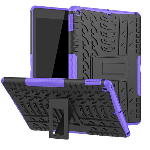 Wewoo Housse Étui Coque Pour iPad 10,2 pouces Texture des pneus TPU + PC Antichoc avec support Violet