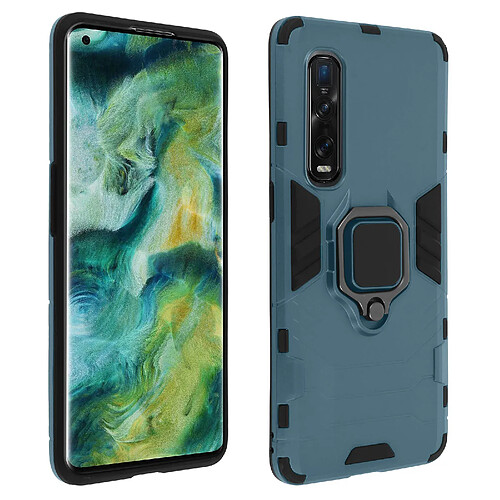 Avizar Coque Oppo Find X2 Pro Antichoc Multicouche Bague Support Vidéo bleu