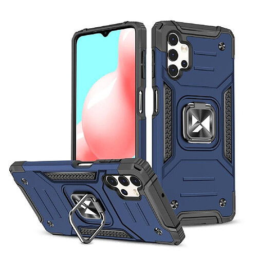 Ozzzo wozinsky ring armor coque hybride robuste + support magnetique pour samsung galaxy a73 bleu