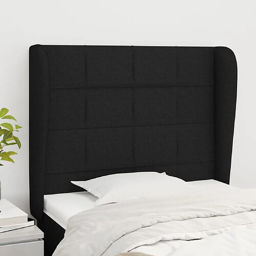 vidaXL Tête de lit avec oreilles Noir 83x23x118/128 cm Tissu