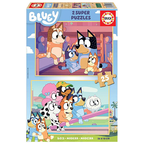 Educa Borras Puzzles 2 X 25 pcs bluey en bois