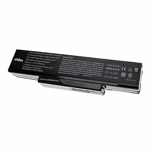 vhbw Batterie compatible avec MSI GT729, GT729X, GT735, GT735X, GT740, GT740X, GX400, GX400X, GX403 Notebook (5200mAh, 11.1V, Li-Polymer, noir)