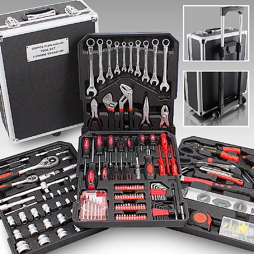 Monmobilierdesign Mallette XXL avec 399 outils valise à roulettes coffret bricolage