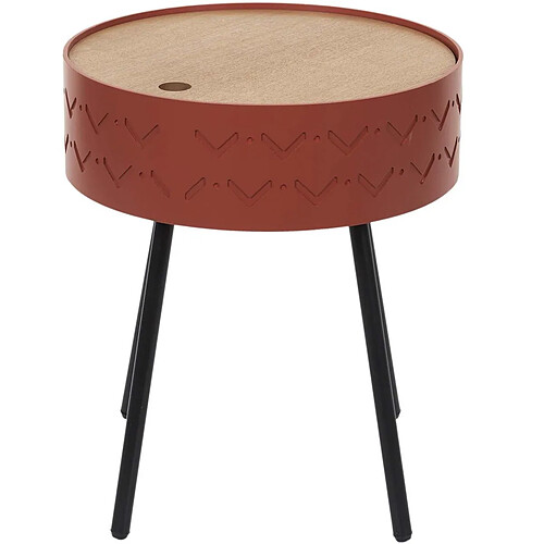 The Home Deco Factory Table d'appoint avec coffre intégré Eugénie rouge brique.