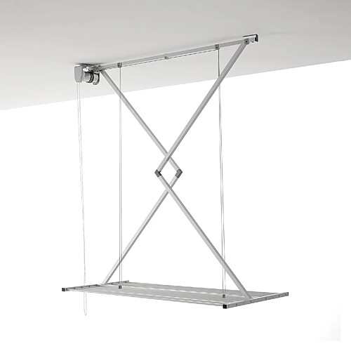 Foxydry Mini 120, Séchoir plafond vertical rétractable et pliable, Gris 128x54x25 cm