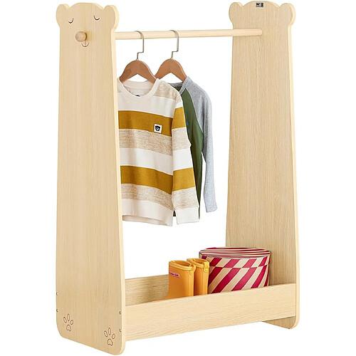 SoBuy KMB102-N Portant à vêtements Enfant, Penderie pour Enfants, Garde-Robe Enfants, Portant Vêtements Chambre Enfant en Forme d'ours, 71 x 40 x 110 cm