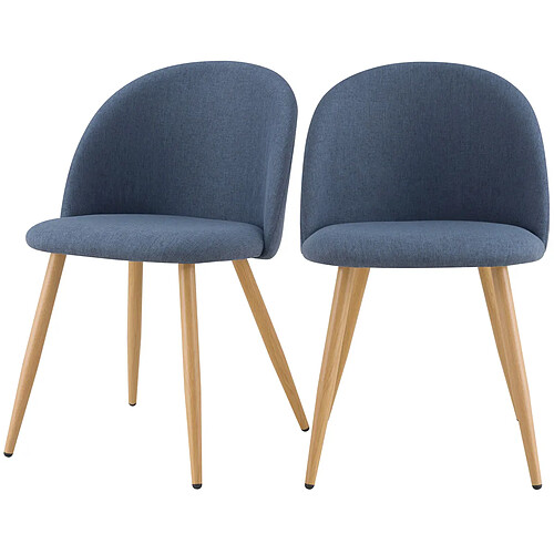 Rendez Vous Deco Chaise Cozy en tissu bleu (lot de 2)