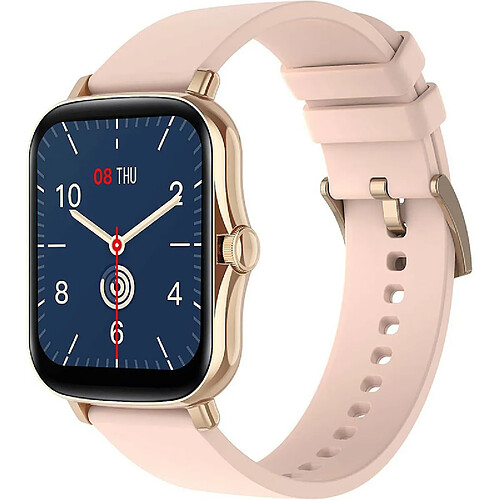 Chrono Montre Connectée Femmes, 1,7 Pouces Montre Connectée IP67 Etanche Fréquence Cardiaque Podomètre Sommeil Fitness Tracke Smartwatch pour Android iOS( Rose)