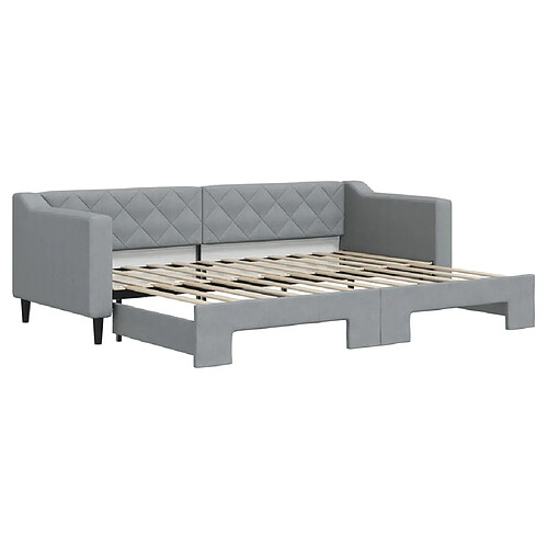 Maison Chic Lit d'appoint | Lit de jour avec lit gigogne | Lit de repos gris clair 80x200 cm tissu -GKD43715