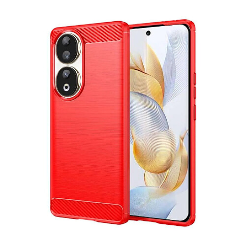 Htdmobiles Coque pour Huawei Honor 90 5G - housse etui silicone gel carbone + verre trempe - ROUGE