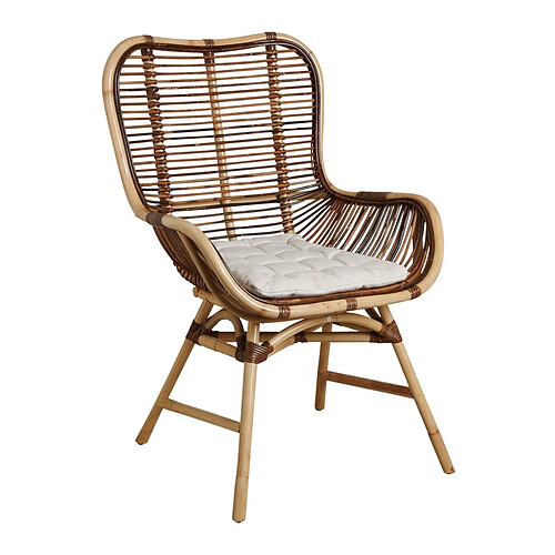 Aubry Gaspard Fauteuil en rotin croco avec coussin Bontang.