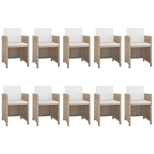 Maison Chic Salon de jardin 11 pcs avec coussins - Table et chaises d'extérieur - Mobilier/Meubles de jardin Moderne Résine tressée Beige -MN77544