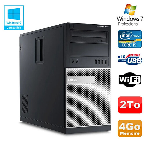 PC Tour Dell Optiplex 7010 Core I5-3470 3.2Ghz 4Go Disque 2To DVD WIFI Win 7 · Occasion