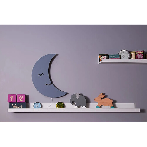 HOMEMANIA Lampe Murale Smiling Moon - Luna, Applique - pour enfants - pour chambre - Gris en MDF, 25 x 3 x 40 cm, 1 x LED Strip, Max 14,4 W, 600LM