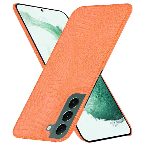 Coque en TPU + PU texture croco orange pour votre Samsung Galaxy S22 Plus 5G