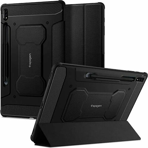 Spigen Sgp Spigen Rugged Armor Pro Conçu pour Samsung Galaxy Tab S7 Housse Etui avec Support Trifold/Fonction Auto Wake/Sleep (2020) - Noir