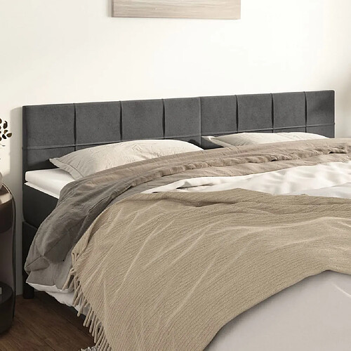 vidaXL Têtes de lit 2 pcs Gris foncé 100x5x78/88 cm Velours