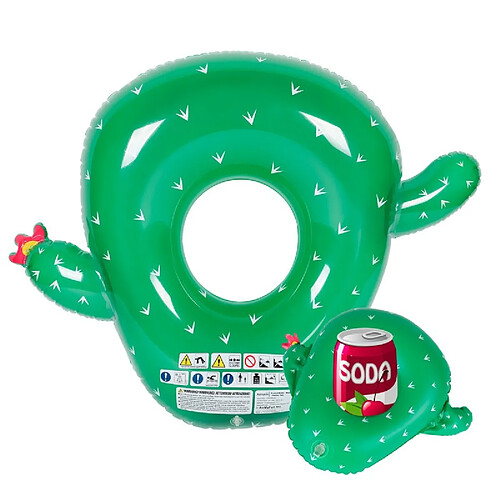 Airmyfun Bouée Gonflable XXL et Porte Boisson Gonflable pour Piscine & Plage - Pack Evasion Cactus