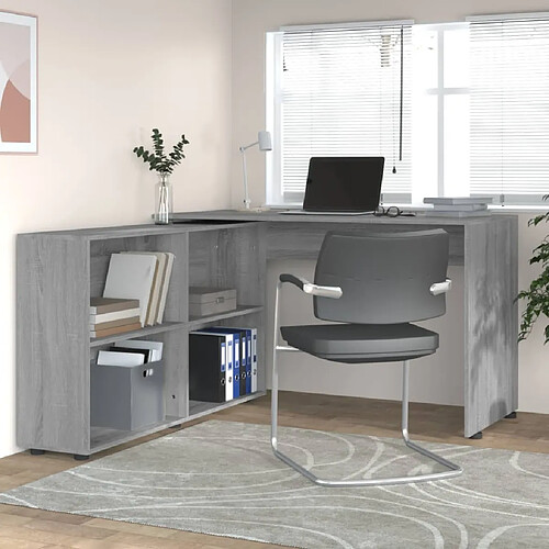 vidaXL Bureau d'angle Sonoma gris Bois d'ingénierie