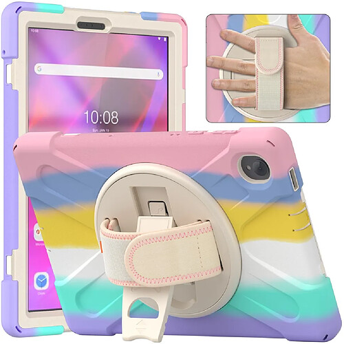 Coque en silicone anti-rayures avec béquille rotative à 360° Coloré/rose pour votre Lenovo Tab K10/M10 Plus