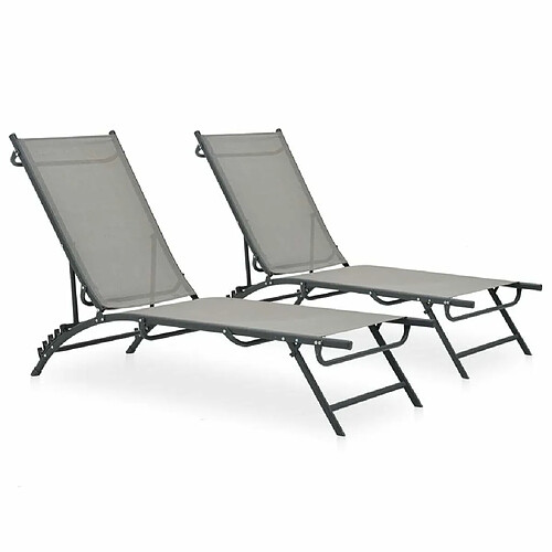 Maison Chic Lot de 2 Chaises longues | Transat Bain de soleil Textilène et acier -GKD90514