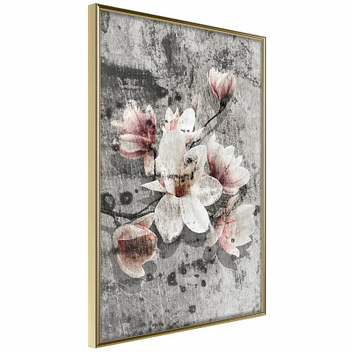 Paris Prix Affiche Murale Encadrée Flowers on Concrete 30 x 45 cm Or