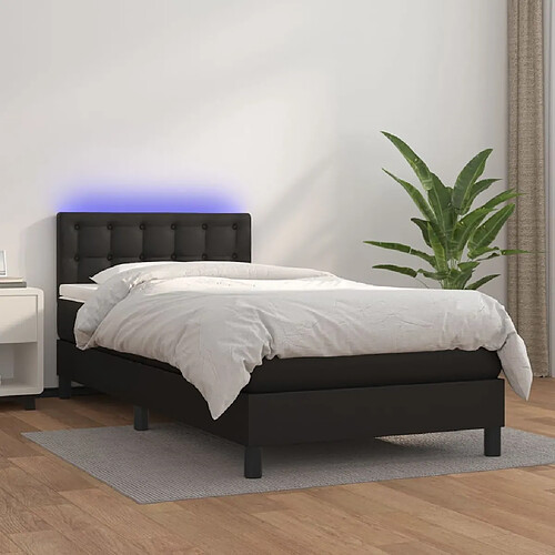 vidaXL Sommier à lattes de lit avec matelas et LED Noir 90x190 cm