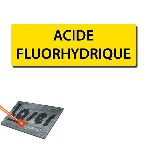 Mygoodprice Plaque gravée autocollante 30x10 cm ""Acide fluorhydrique"" fond jaune