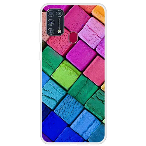 Coque en TPU impression de motifs souple blocs colorés pour votre Samsung Galaxy M31