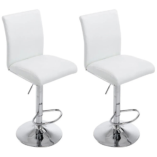 Decoshop26 Set de 2 tabourets de bar avec repose-pied design moderne synthétique blanc 10_0000267