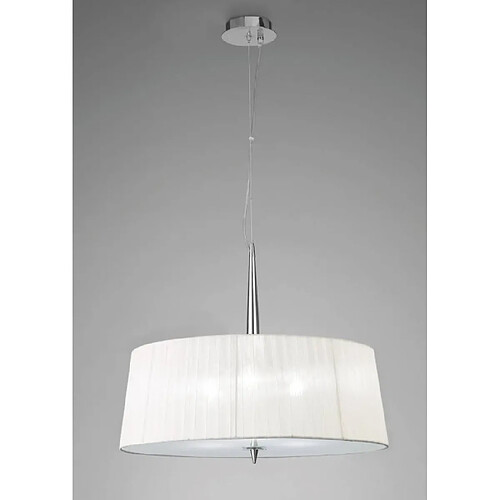 Luminaire Center Suspension Loewe Single 3 Ampoules E14, chrome poli avec Abat jour blanc