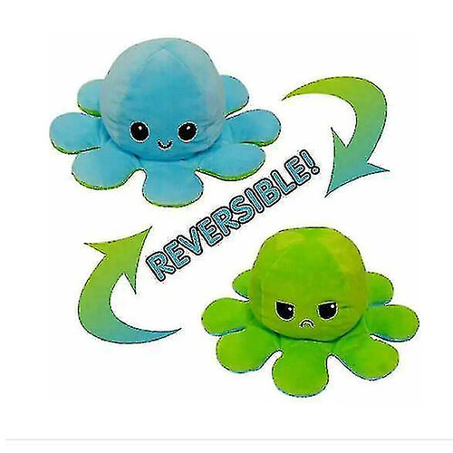 Universal Amusant double face flip réversible poulpe mignon animal en peluche (vert)