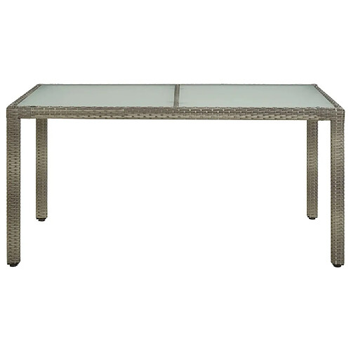 Maison Chic Table de jardin | Table d'extérieur 150x90x75 cm Verre trempé et poly rotin Gris -GKD57890