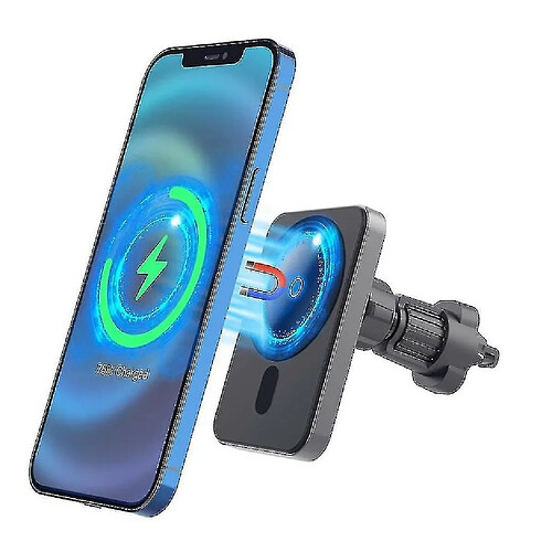 Chrono Chargeur de voiture magnétique sans fil, support de téléphone à évent à charge rapide 15 W compatible avec iPhone 12/12 Mini/12 Pro/12 Pro Max, chargeur de voiture à serrage automatique pour téléphone portable pour boîtier magnétique/magnétique uniquement