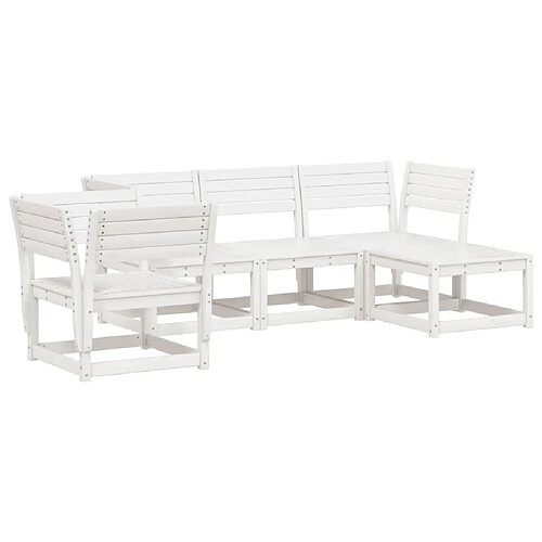 Maison Chic Salon de jardin 5 pcs | Ensemble de Table et chaises | Mobilier d'Extérieur blanc bois massif de pin -GKD98245