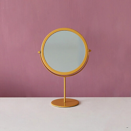 Wewoo Miroir à pansement simple de bureau en fer forgé rond châssis jaune