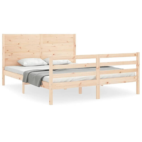 Maison Chic Cadre/structure de lit avec tête de lit pour adulte - Lit Moderne Chambre 160x200 cm bois massif -MN68421