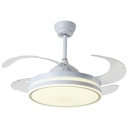 Ventilateur de plafond ASGARD blanc, 4 pales escamotables, 72W LED 3000|4000|6000K, H35xP.108/50cm