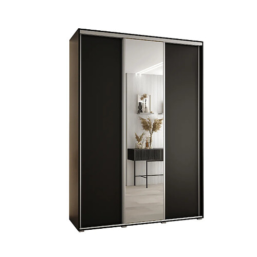 Abiks Meble Armoire à portes coulissantes Davos 3 235.2 x 170 x 60 3 portes coulissante (Noir/Noir/Argent)