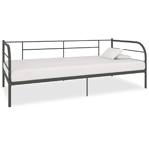 vidaXL Cadre de lit de repos sans matelas gris métal 90x200 cm