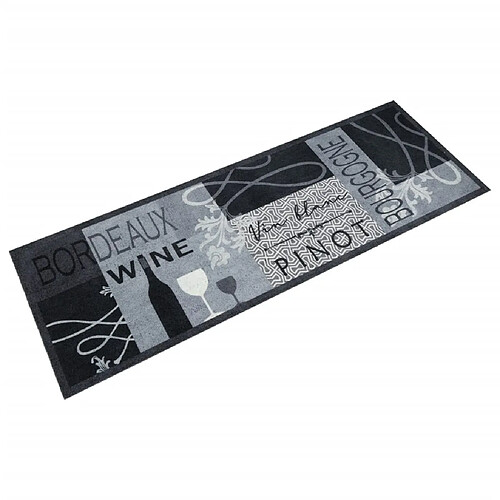 vidaXL Tapis de cuisine lavable imprimé Wine gris 60x180 cm velours