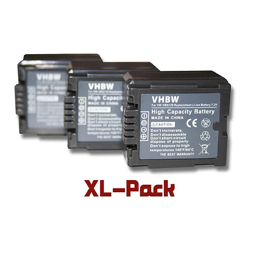 vhbw 3x batterie compatible avec Panasonic SDR-H90, VDR-D160, VDR-D220, VDR-D310, VDR-D50 caméra vidéo (1000mAh, 7,2V, Li-ion) avec puce d'information