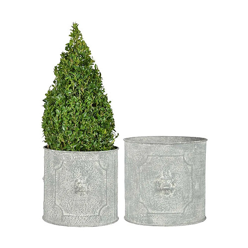 Esschert Design Pot de fleurs ronds Lion (Lot de 2).