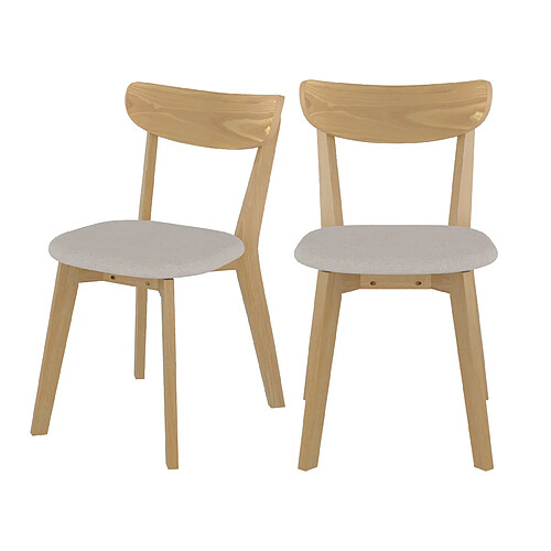 Rendez Vous Deco Chaise en tissu beige et bois clair Tabata (lot de 2)