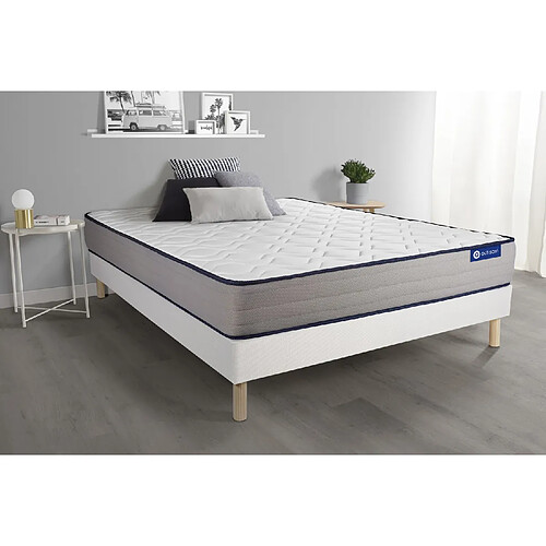 ACTISOM Ensemble matelas Mémoire de forme ACTIMEMO FORM 140x200 cm 5zones de confort + sommier KIT blanc