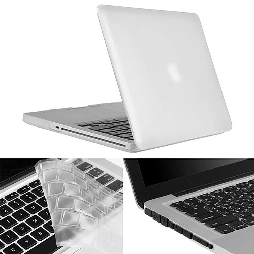 Wewoo Housse Étui blanc pour Macbook Pro 13,3 pouces 3 en 1 Coque de protection en plastique dur givré avec clavier de et prise de poussière de port