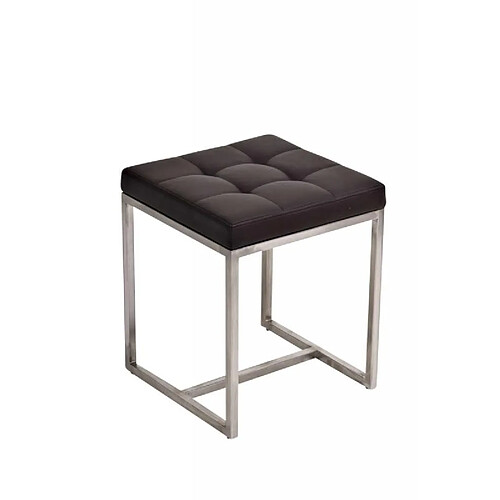 Decoshop26 Tabouret bas en synthétique marron pieds acier inoxydable brossé mat classique et pratique 10_0001189