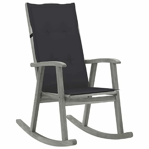 Maison Chic Chaise à bascule avec coussin | Fauteuil à bascule Rocking chairs Gris Bois d'acacia massif -GKD53566