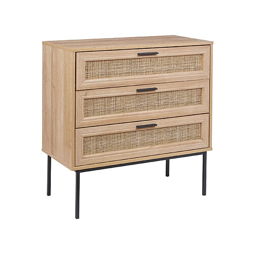 Beliani Commode 3 tiroirs en bois clair PASCO