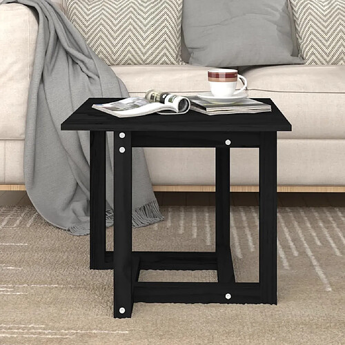 vidaXL Table basse Noir 50x50x45 cm Bois massif de pin